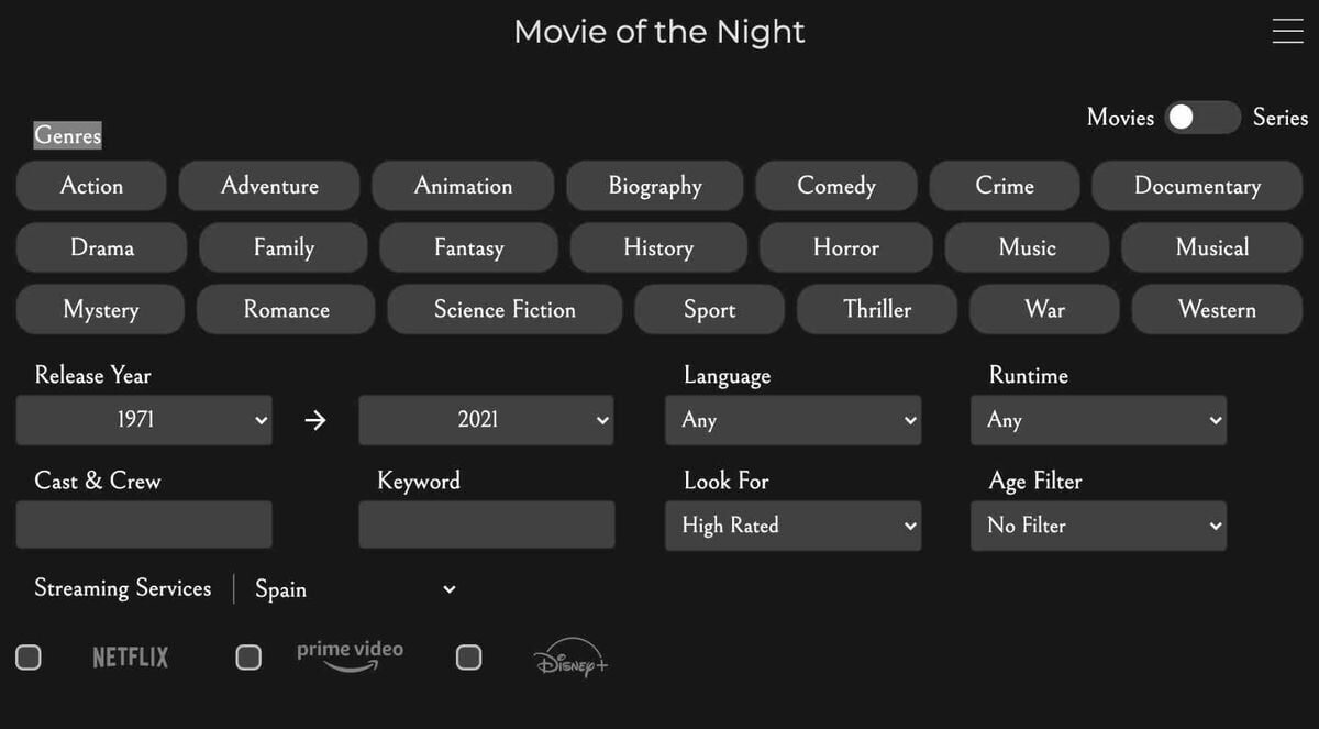 Filme da noite: um mecanismo de pesquisa de filmes e séries que unifica plataformas de streaming